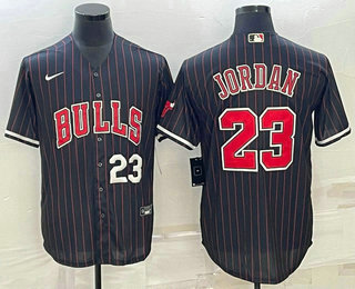 Mens Chicago Bulls #23 Michael Jordan Number Black With Patch Cool Base Stitched Baseball Jersey->brooklyn nets->NBA Jersey